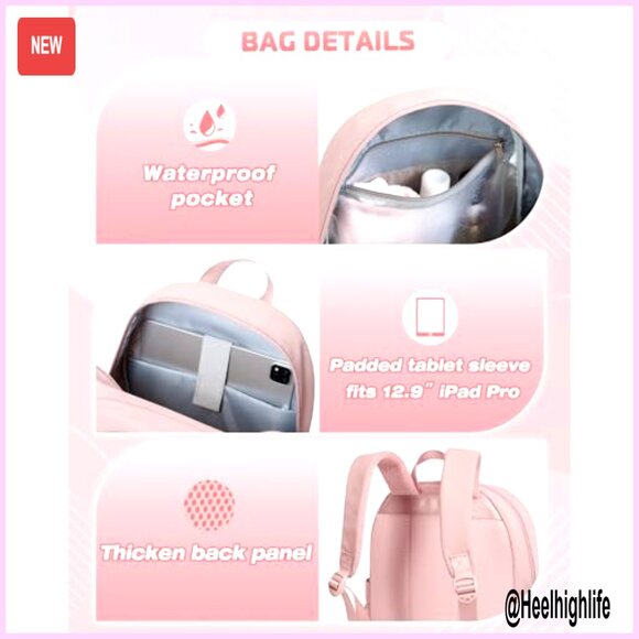 Mini Backpack with Wet Pocket RFID Blocking Gym Work Travel